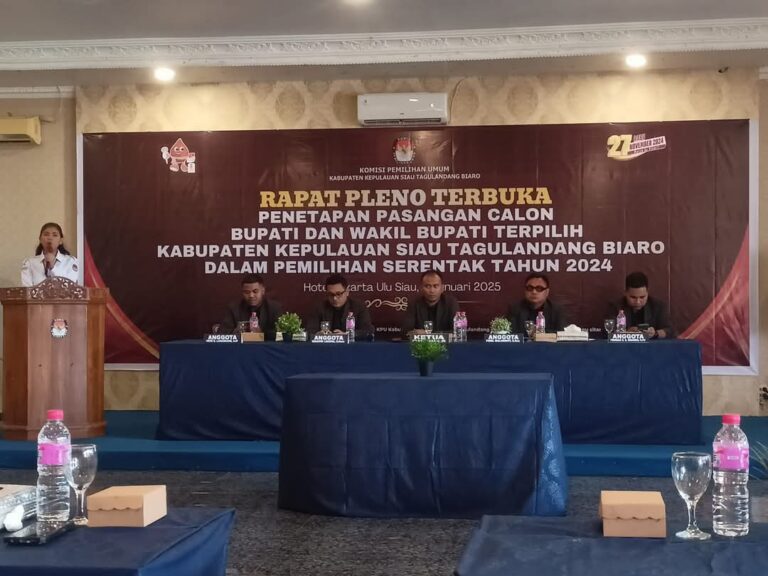 Sah! KPU Sitaro Tetapkan Chyntia Ingrid Kalangit dan Heronimus Makainas Bupati dan Wakil Bupati Sitaro Periode 2025-2030